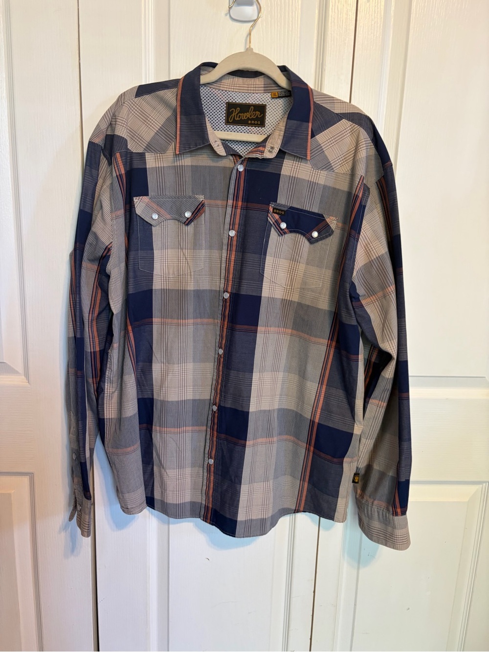 Howler Brothers Navy Blue Plaid Casual Button-Down Shirt